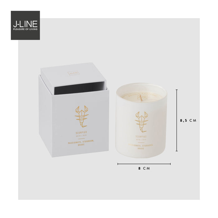 J-Line geurkaars Astro Schorpioen – Sapphire Amber Tea – wit - 50U
