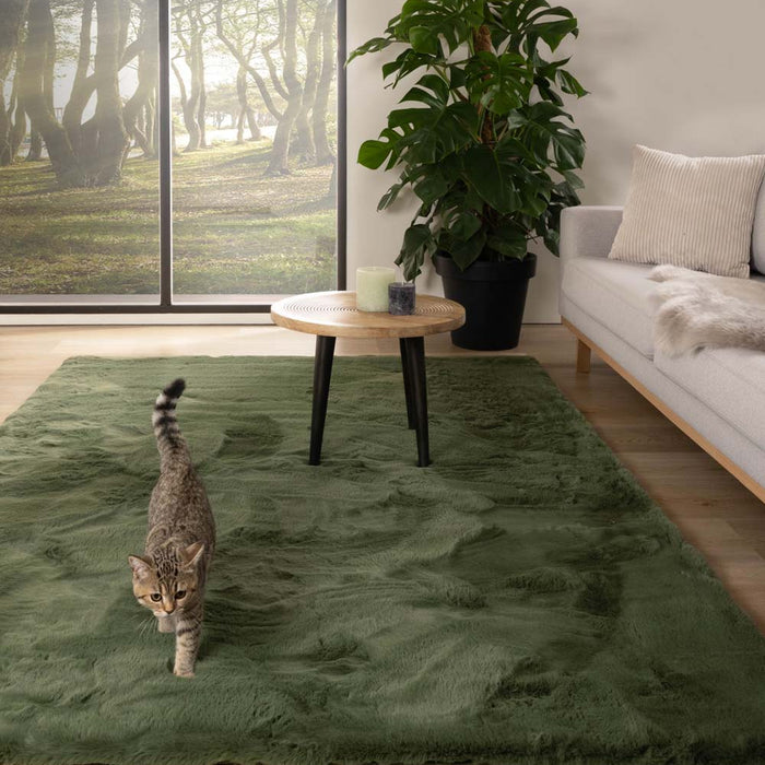 Tapeso Zacht hoogpolig vloerkleed - Comfy plus - olijfgroen - 160x230