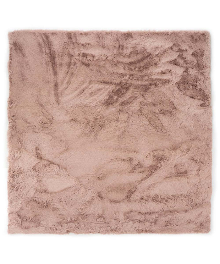 Tapeso Vierkant hoogpolig vloerkleed - Comfy plus - roze - 100x100 cm