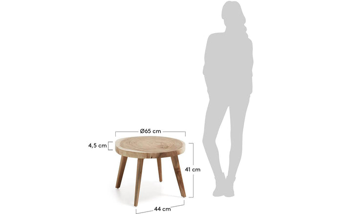 Kave Home - Wellcres massief regenboomhouten bijzettafeltje, Ø 65 cm