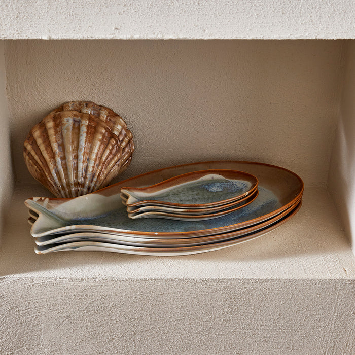 Riviera Maison Serveerschaaltje Beige - Lagos Fish - Porselein