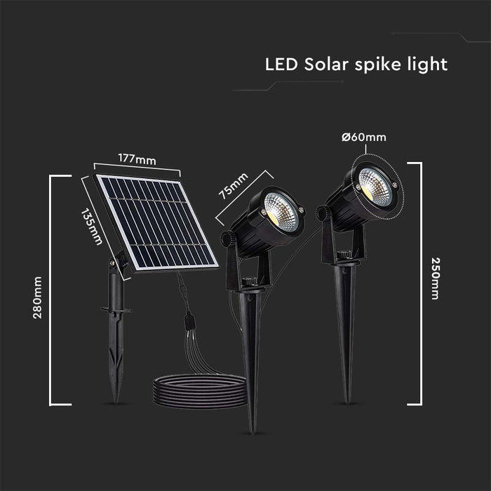 V-TAC VT-11031 Solar Spike - Verlichting - IP65 - 90x2 Lumen -