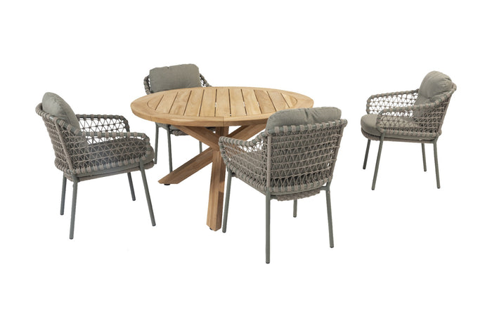 4 Seasons Jura|Prado ronde tuinset - Ø130 cm. - stapelbaar