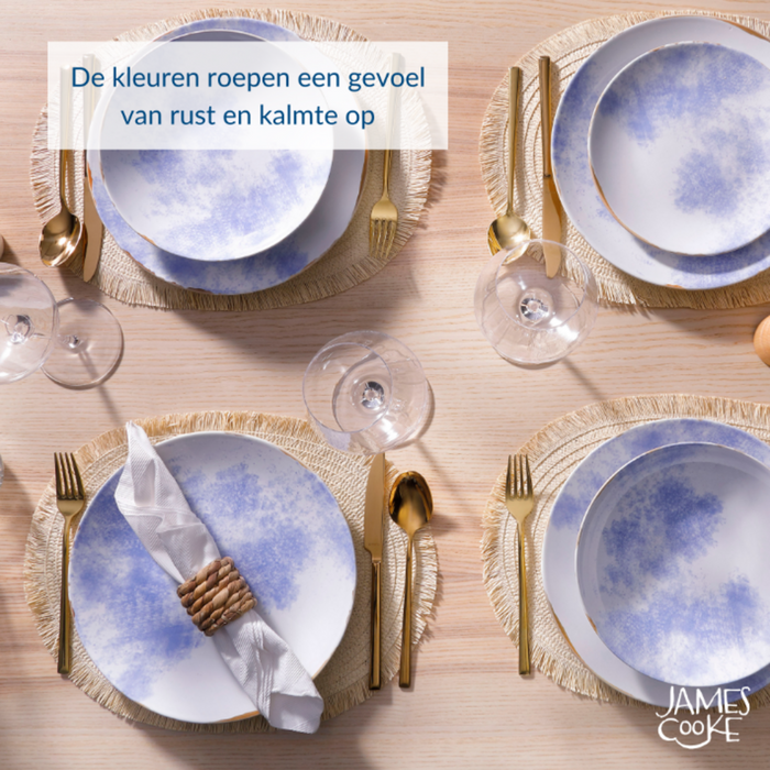 James Cooke - Clouded Charm - Bord diep - 2 stuks - 22 cm - Wit|Blauw