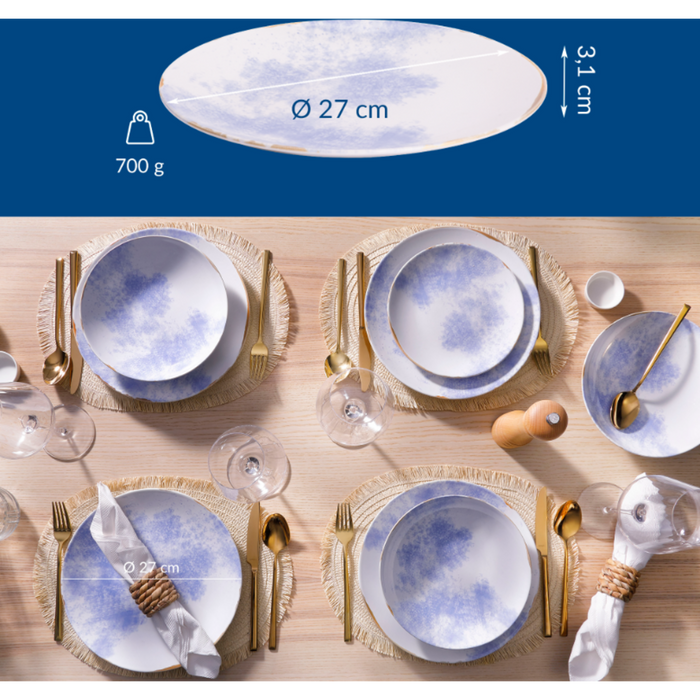 James Cooke - Clouded Charm - Bord - 2 stuks - ø 27 cm - Wit|Blauw