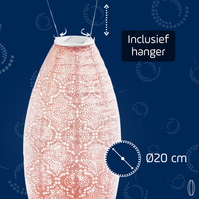 Lumiz Solar tuinverlichting Bazaar Long Oval - 20 cm - Roze