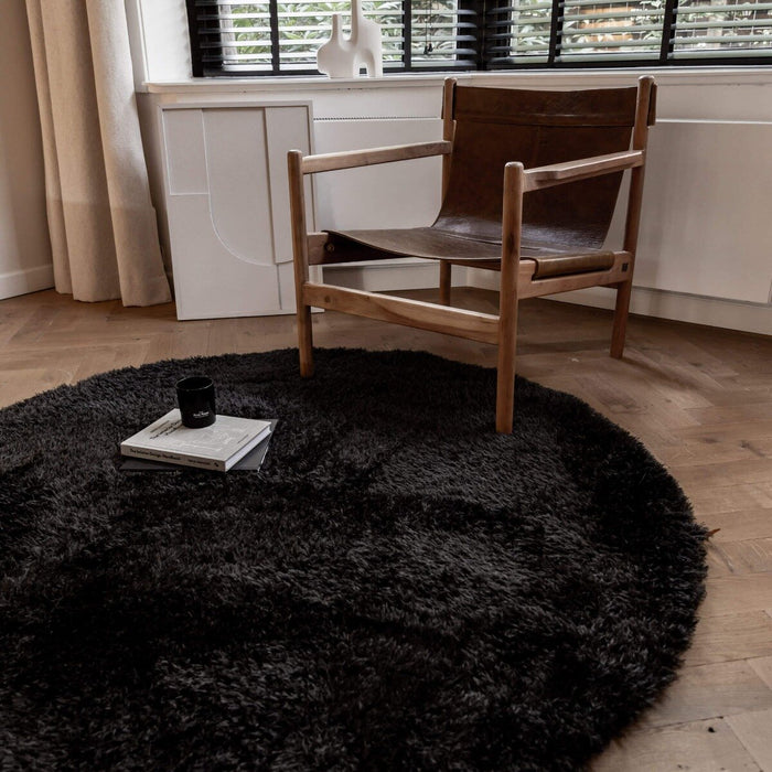 Interieur05 Vloerkleed Hoogpolig Fender Zwart Rond 240cm