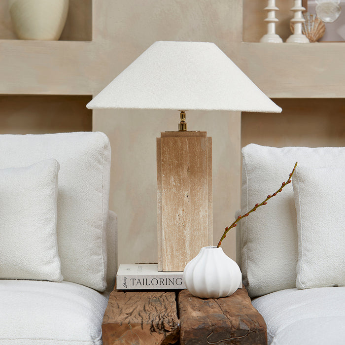 Riviera Maison Lampenkap wit, Teddy stof - Cone Bouclé (ØxH) 54x18