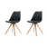 Essence Legno stoel - Zwarte zitting - Houten onderstel - Set van 2