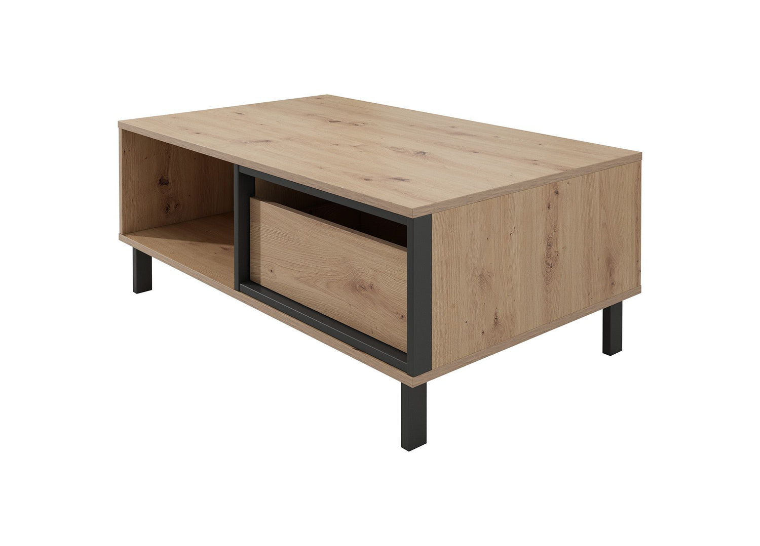 Meubella Salontafel Newby - Eiken - Antraciet - 102 cm