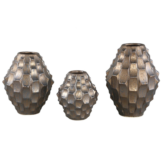 PTMD Bloempot Didar - 24x24x30 cm - Keramiek - Brons