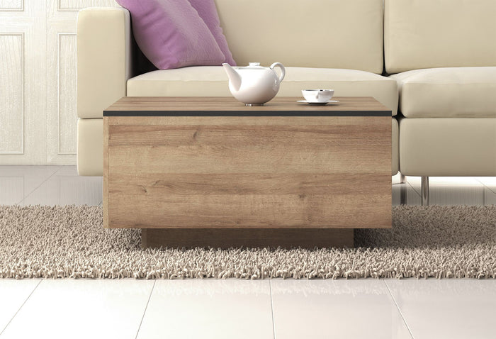 Meubella Salontafel Frey - Licht eiken - Zwart - 80 cm