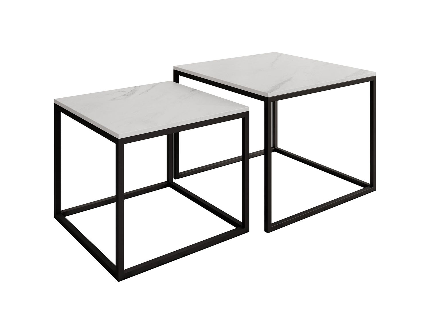 Meubella Salontafel Ventanas - Wit Marmerlook - Set van 2