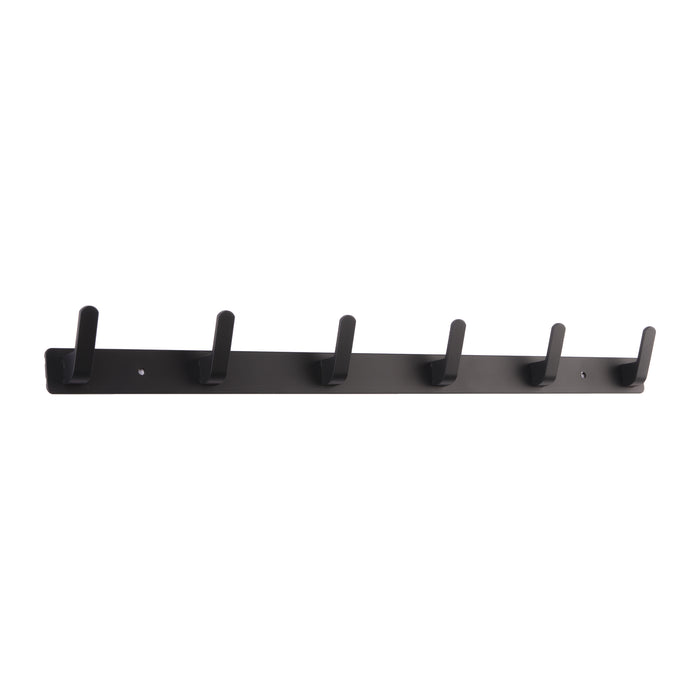 QUVIO Wandkapstok met 6 haken - Aluminium - Zwart