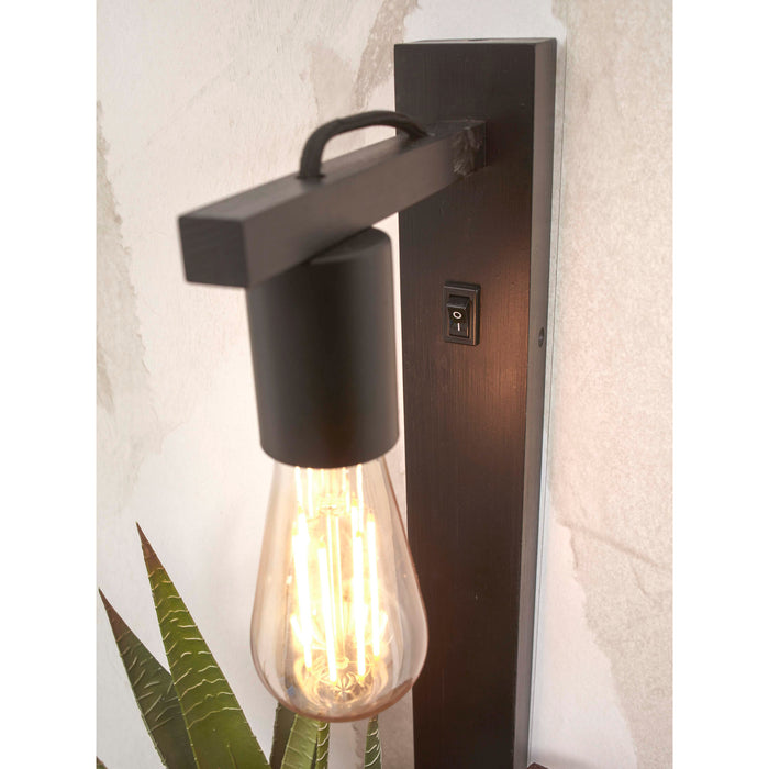 GOOD&MOJO Wandlamp Flores - Bamboe Zwart - 30x18x52cm