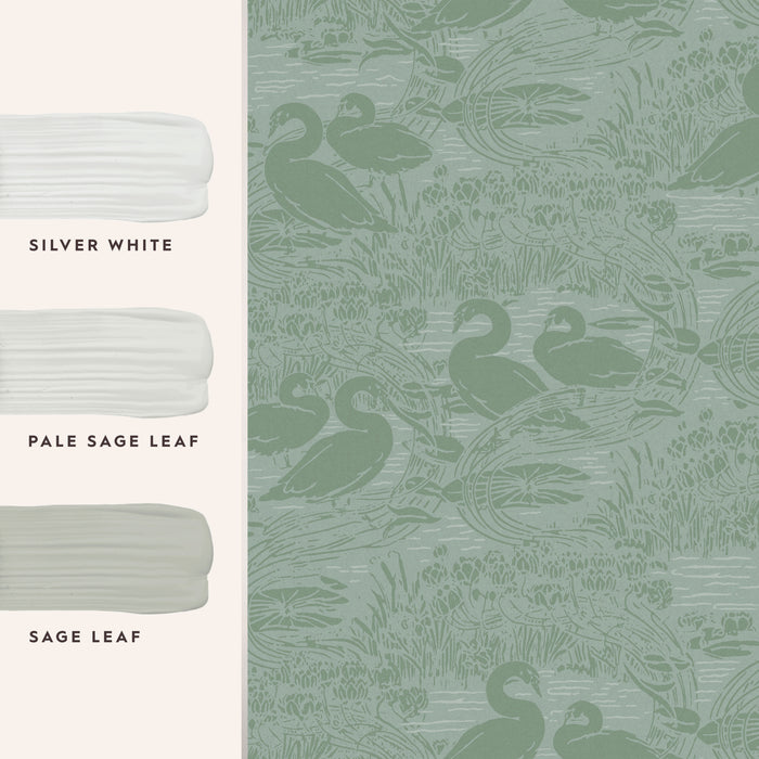 Laura Ashley Swans Behang - Dieren - 10mx52cm - Groen