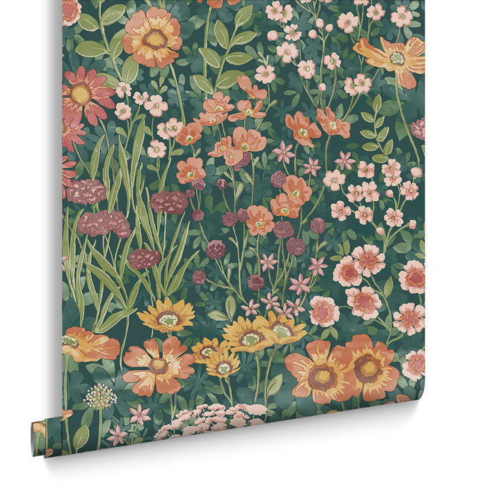 Graham & Brown Vliesbehang - Wallflower Emerald - Groen