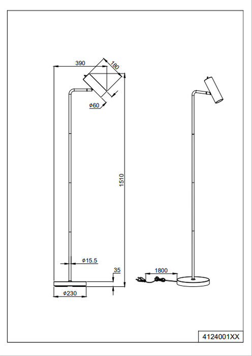 Trio Marley Vloerlamp - Zwart