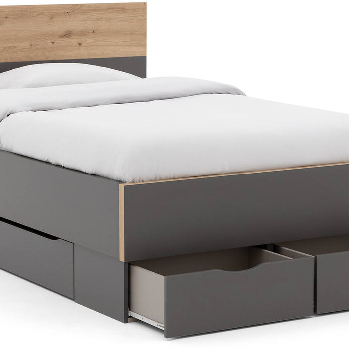 Goossens Bedframe Peder - 120 x 200 - Grafiet met accent eiken artisan