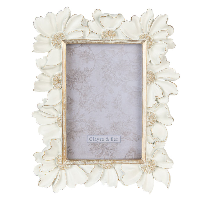 Clayre & Eef Fotolijst  10x15 cm Wit Kunststof Fotokader