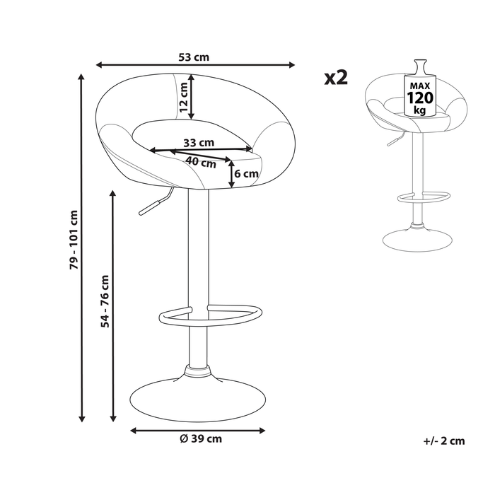 Beliani - PEORIA II - Barkruk set van 2 - Lichtbeige - Kunstleer