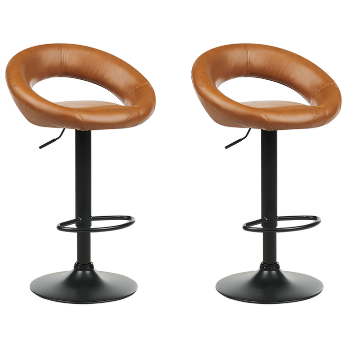 Beliani - PEORIA II - Barkruk set van 2 - Goudbruin - Kunstleer