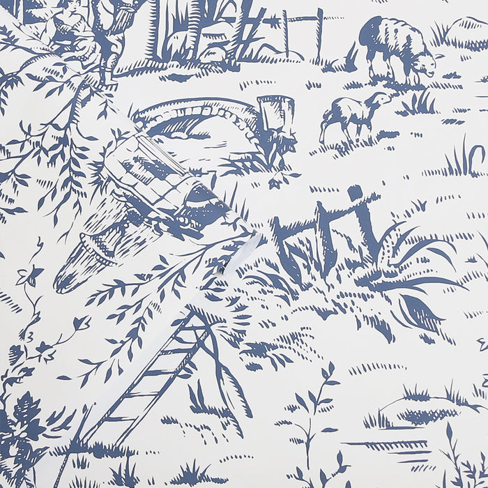 Laura Ashley Toile de Jouy Behang - Dieren - 10mx52cm - Blauw
