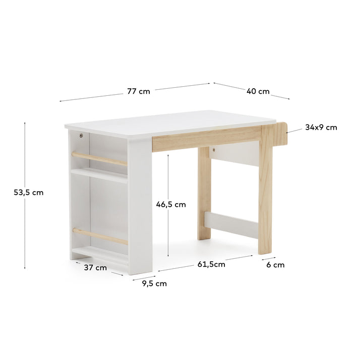 Kave Home - Witte Serwa-bureau van MDF met poten en details van