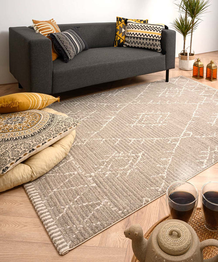 Boho&me Berber vloerkleed Beni Ouarain Sufian - lichtgrijs|crème -