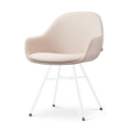 Nolon Noa-Mae Eetkamerstoel Beige - Armleuning - Witte Poten