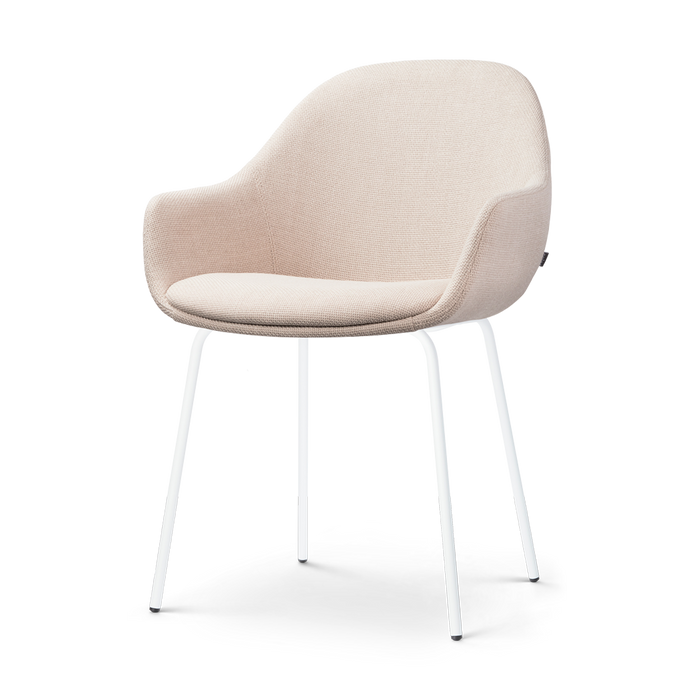 Nolon Nora-Mae Eetkamerstoel Beige - Armleuning - Witte Poten