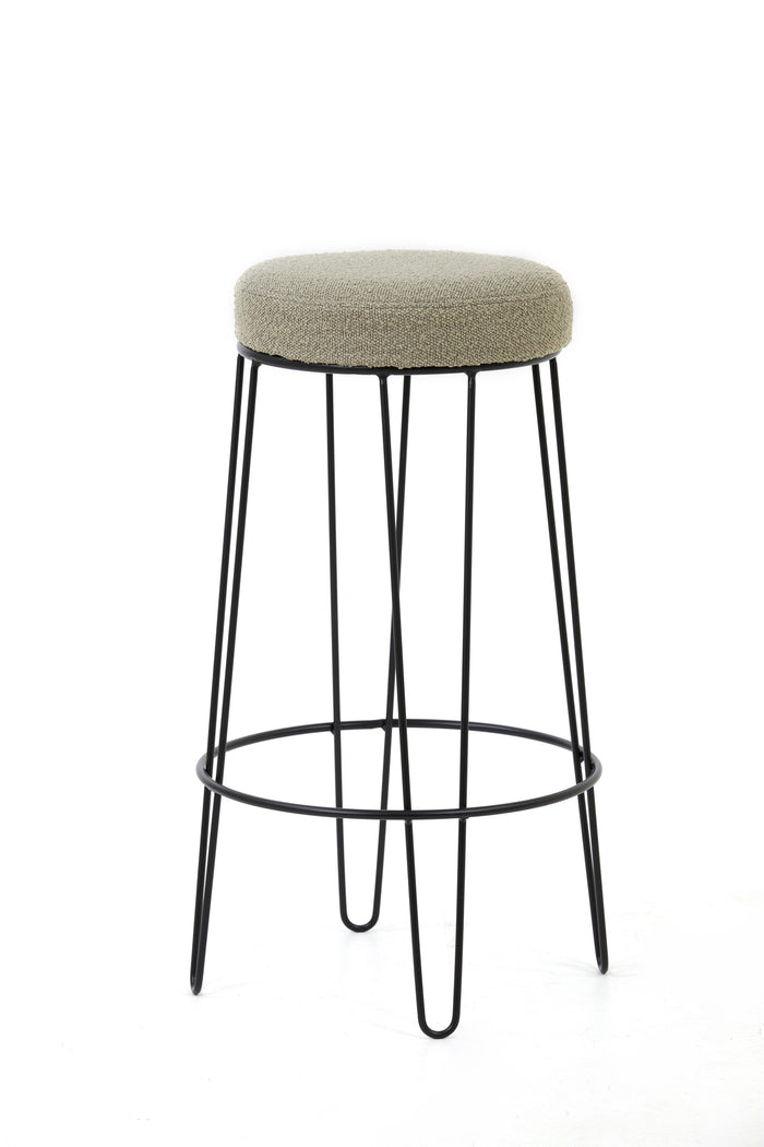 Light & Living Light&living Barkruk Ø41x73 cm ALICE bouclé zand-zwart