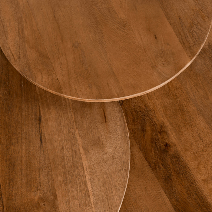by fonQ Grand Bijzettafel Lichtbruin Mangohout - Ø 50 cm
