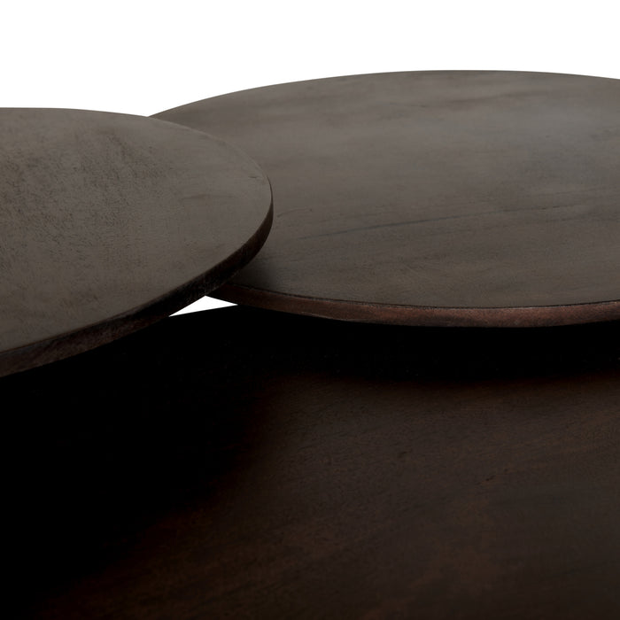 by fonQ Grand Bijzettafel Donkerbruin Mangohout - Ø 50 cm