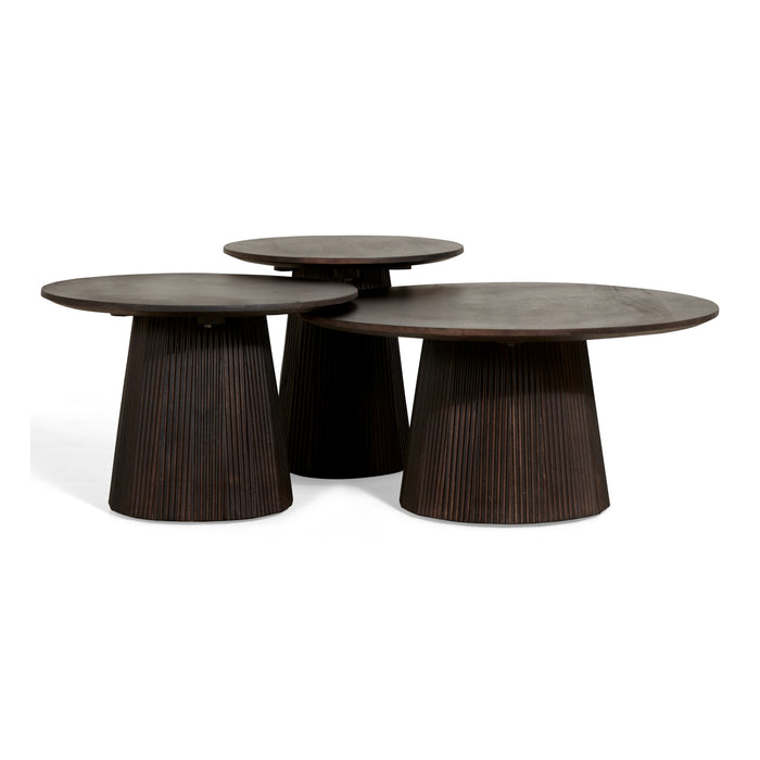 by fonQ Grand Bijzettafel Donkerbruin Mangohout - Ø 50 cm