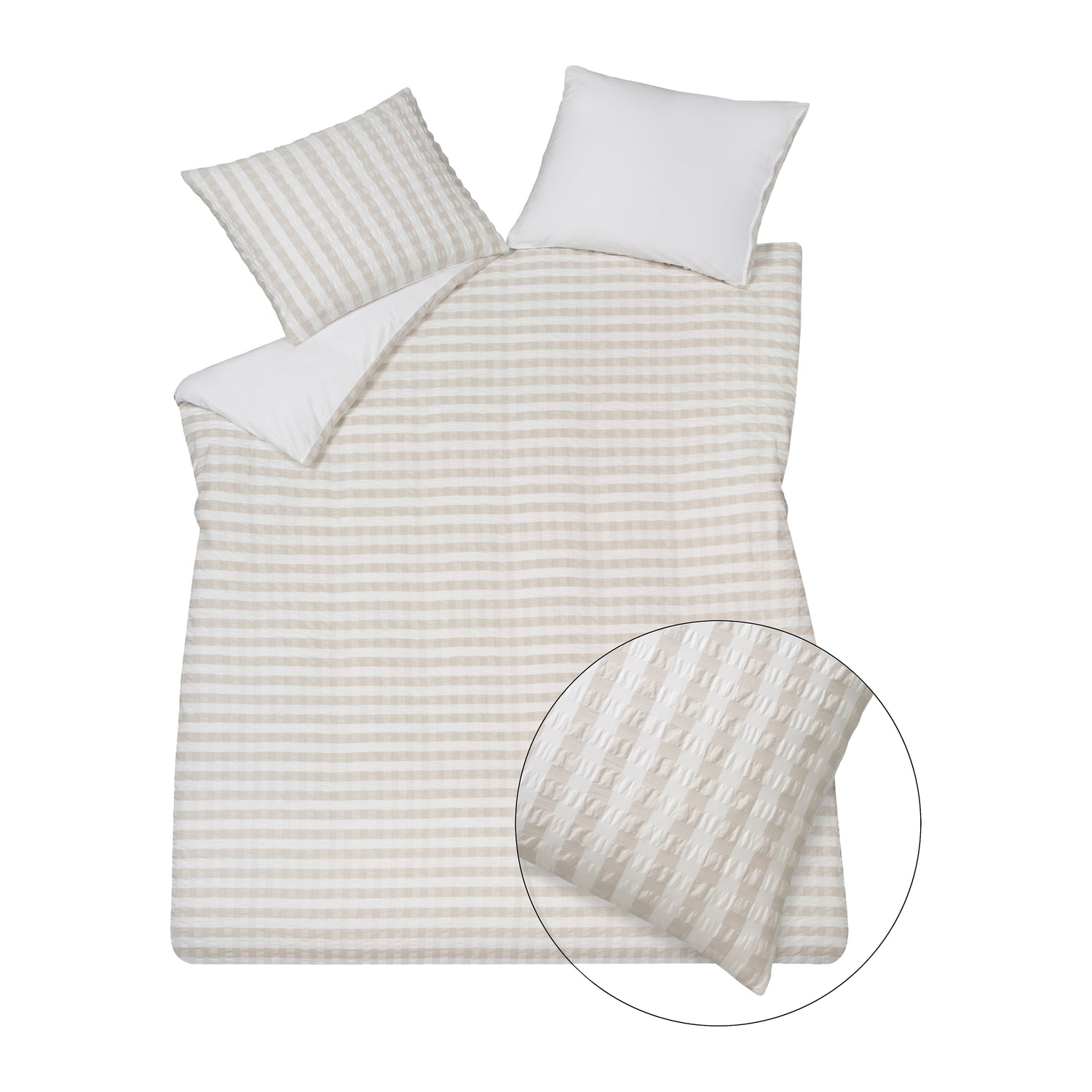 Vandyck Pure Dekbedovertrek Seersucker 140 x 200/220 cm - Beige