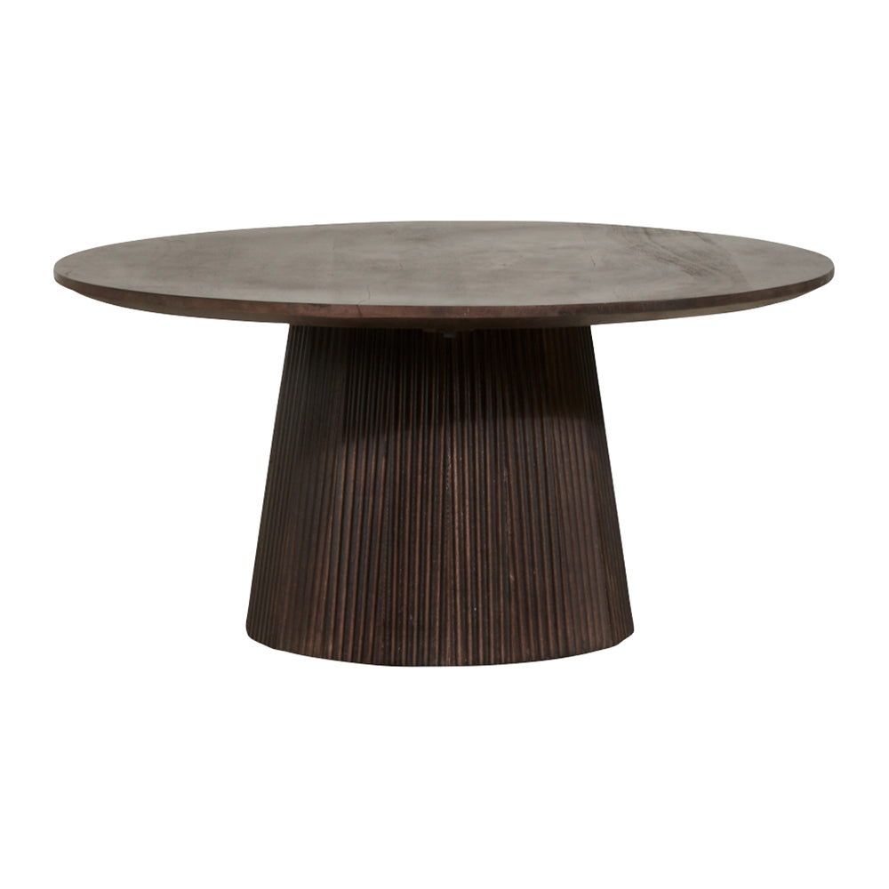 by fonQ Grand Bijzettafel Donkerbruin Mangohout - Ø 80 cm