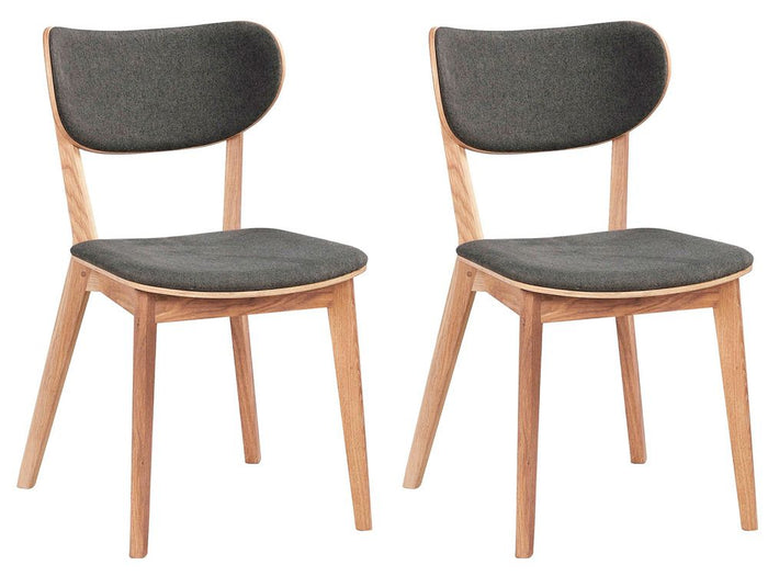 Rowico Home Kato Stoel - Set Van 2 - Stof Donkergrijs - Eiken