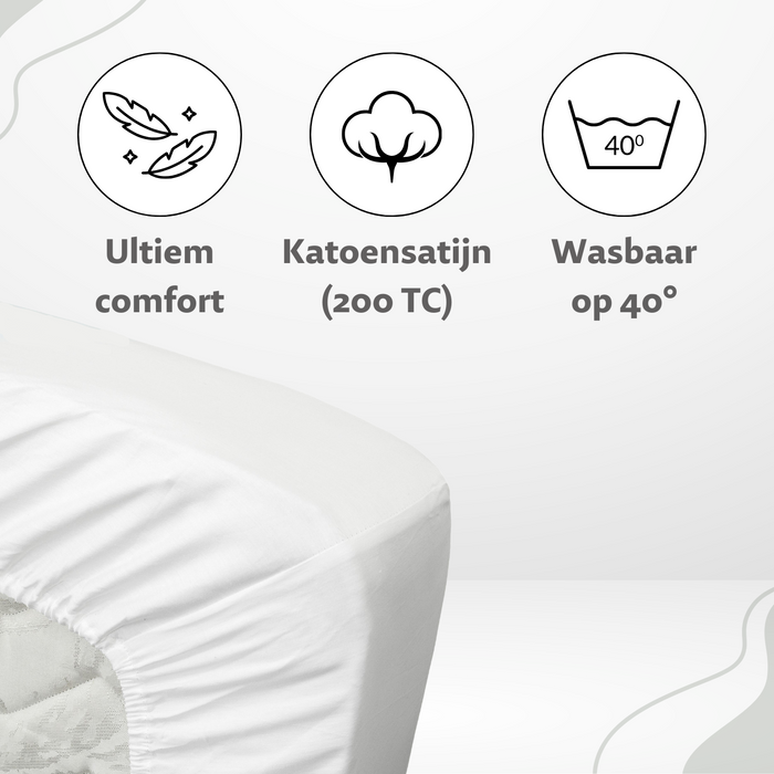 Ten Cate Katoensatijnen Topper Hoeslaken - 180x200 - Wit