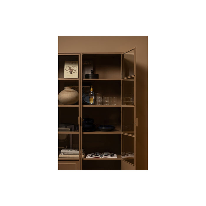 WOOOD Vitrinekast Ronja - Metaal - Military Brown - 189x110x43