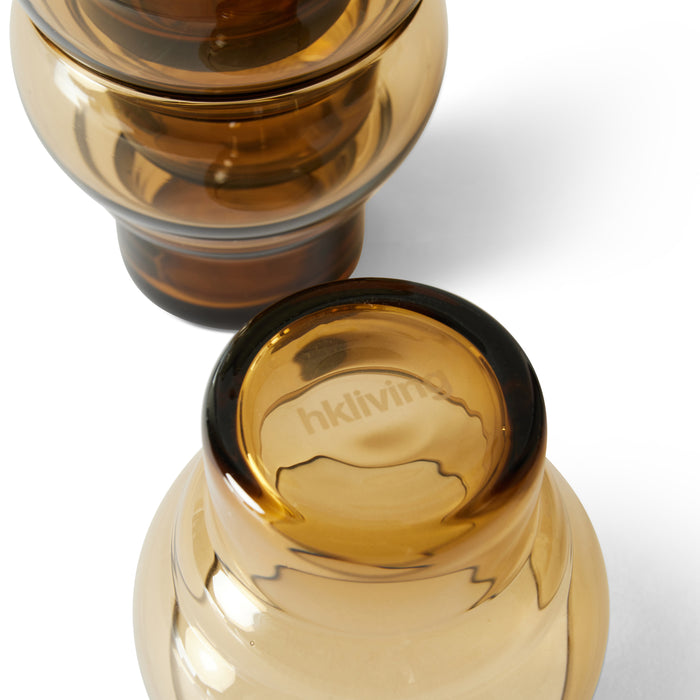HKliving 70's Glassware Bulb Glas 0,24 L - Set van 4 - Amber