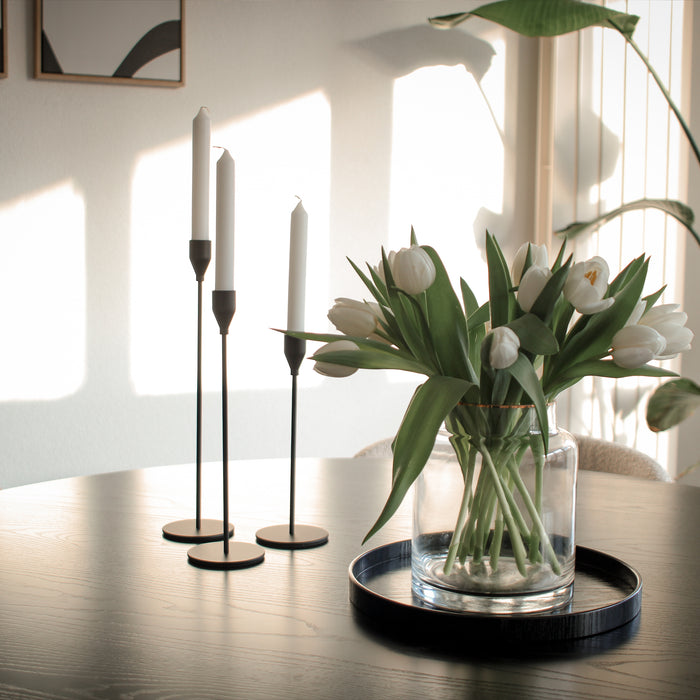 QUVIO Kaarsenstandaard set - 3 delig - Metaal - Zwart