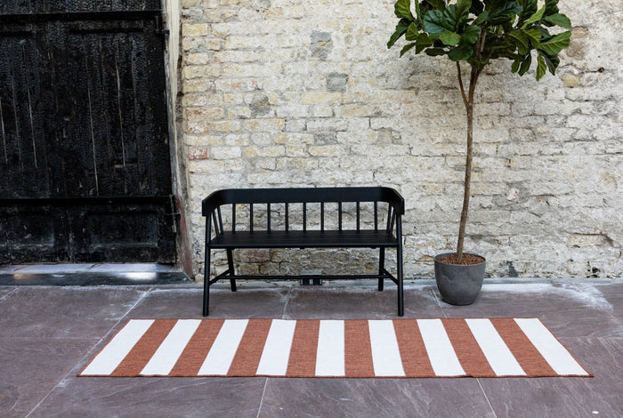 Eva Interior Loper Buitenkleed Stripes - Roest|Wit  - 80 x 250cm