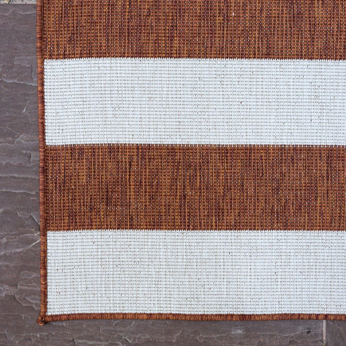 Eva Interior Loper Buitenkleed Stripes - Roest|Wit  - 80 x 250cm