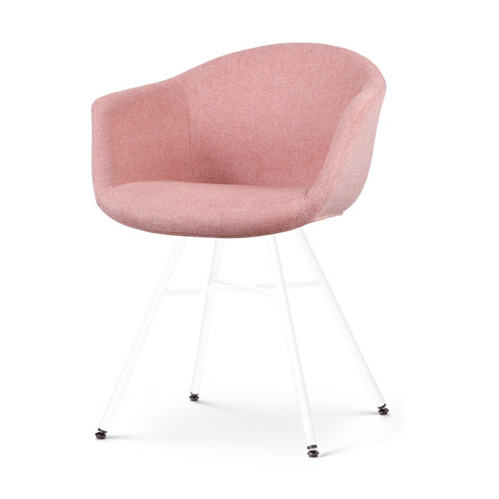 Nolon Noa-Otis eetkamerstoel zacht roze - met armleuning - wit