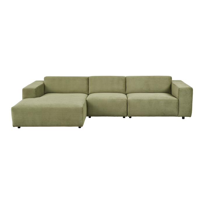 by fonQ Nova Hoekbank met Chaise Longue Links - Rib - Groen