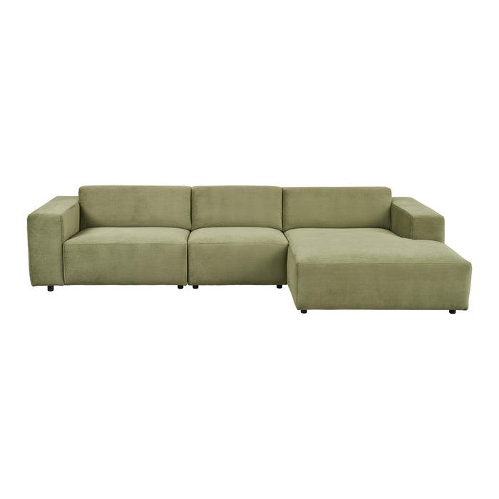 by fonQ Nova Hoekbank met Chaise Longue Rechts - Rib - Groen
