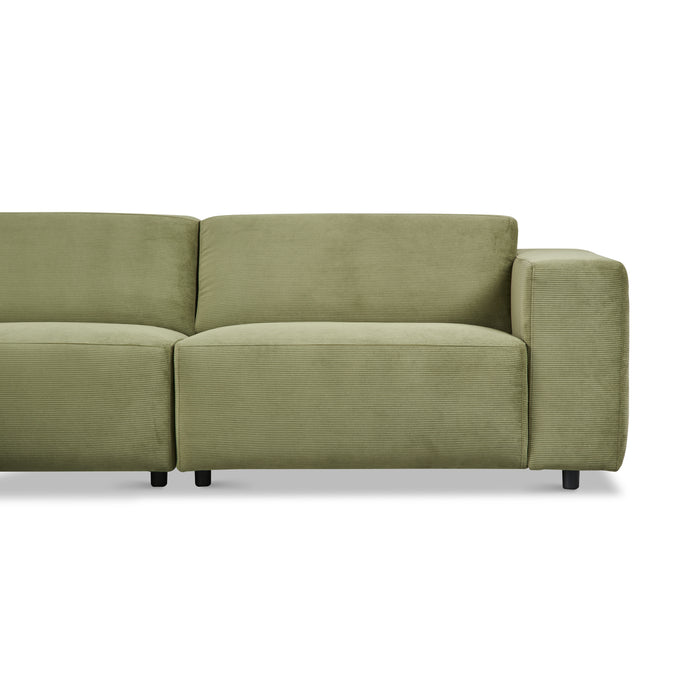 by fonQ Nova Hoekbank met Chaise Longue Links - Rib - Groen