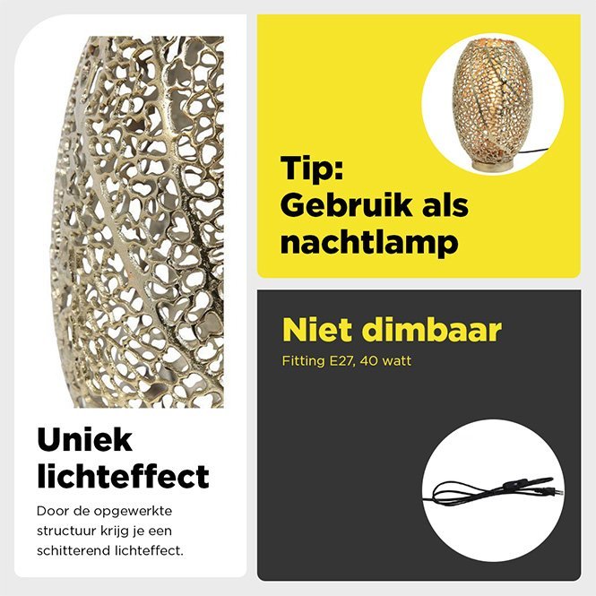 Light & Living - Tafellamp SINULA - Ø24x40cm - Goud