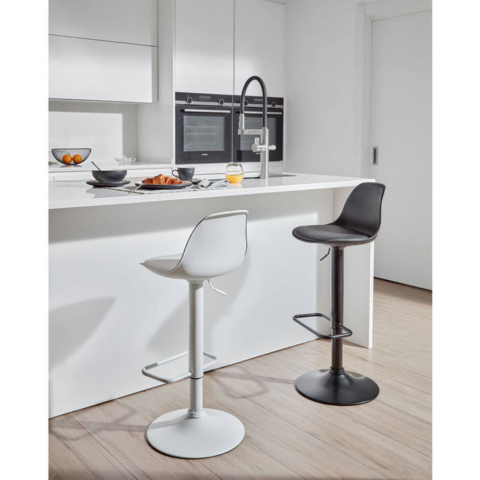 Kave Home - Orlando-T barkruk wit kunstleer en mat wit staal 60-82 cm